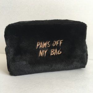 Paws Off My Bag Black Soft Faux Fur Makeup Bag